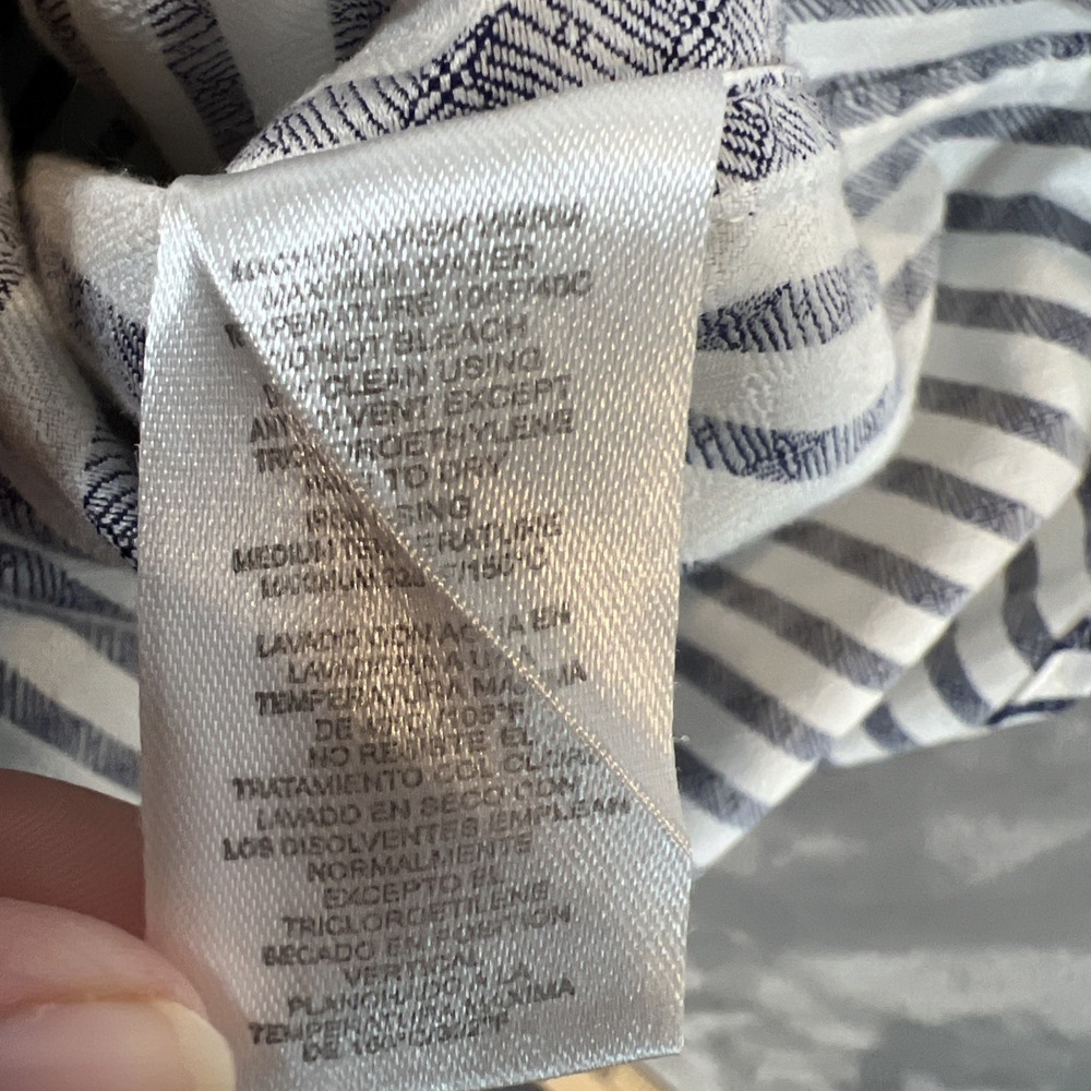 Robert Graham Button Down Shirt Mens 2XL Blue White Striped Jacquard Long Sleeve - Picture 12 of 12
